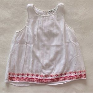 abercrombie kids Girls White Tank Top with Pink & Orange Embroidery Size 13/14